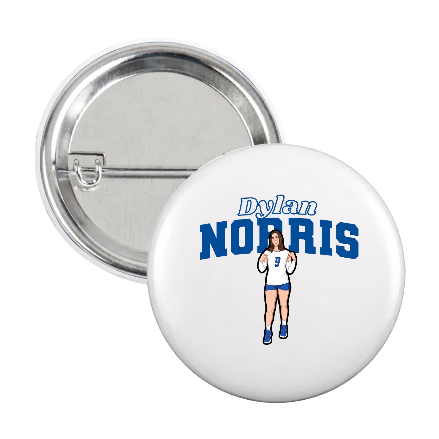Game Day Button — Name Arch in White
