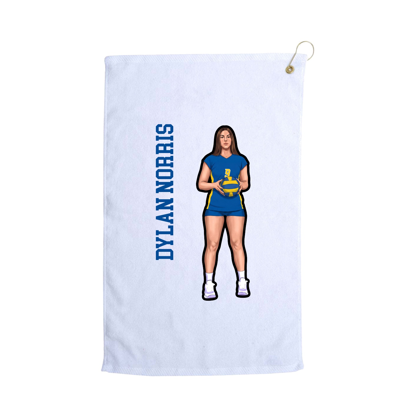 Golf Towel — Name Vertical in White