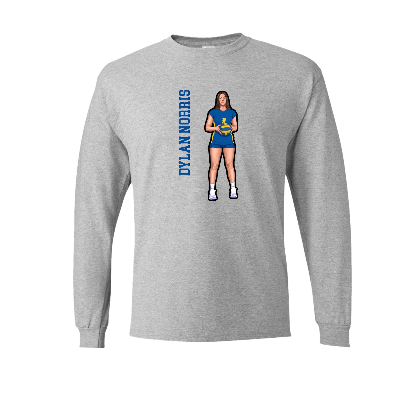 Long Sleeve Tee — Name Vertical in Grey