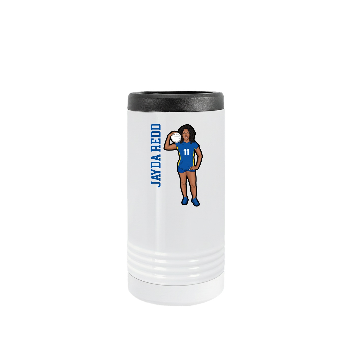 Slim Beverage Holder — Name Vertical in White