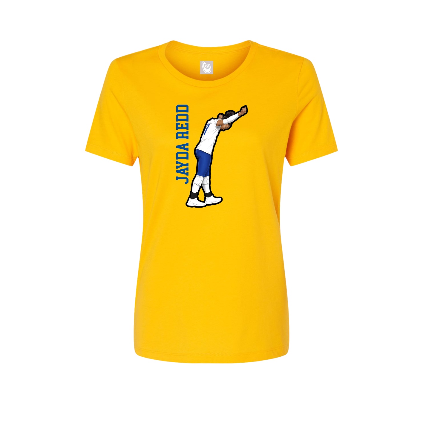 Fitted Women's Tee — Name Vertical in Gold