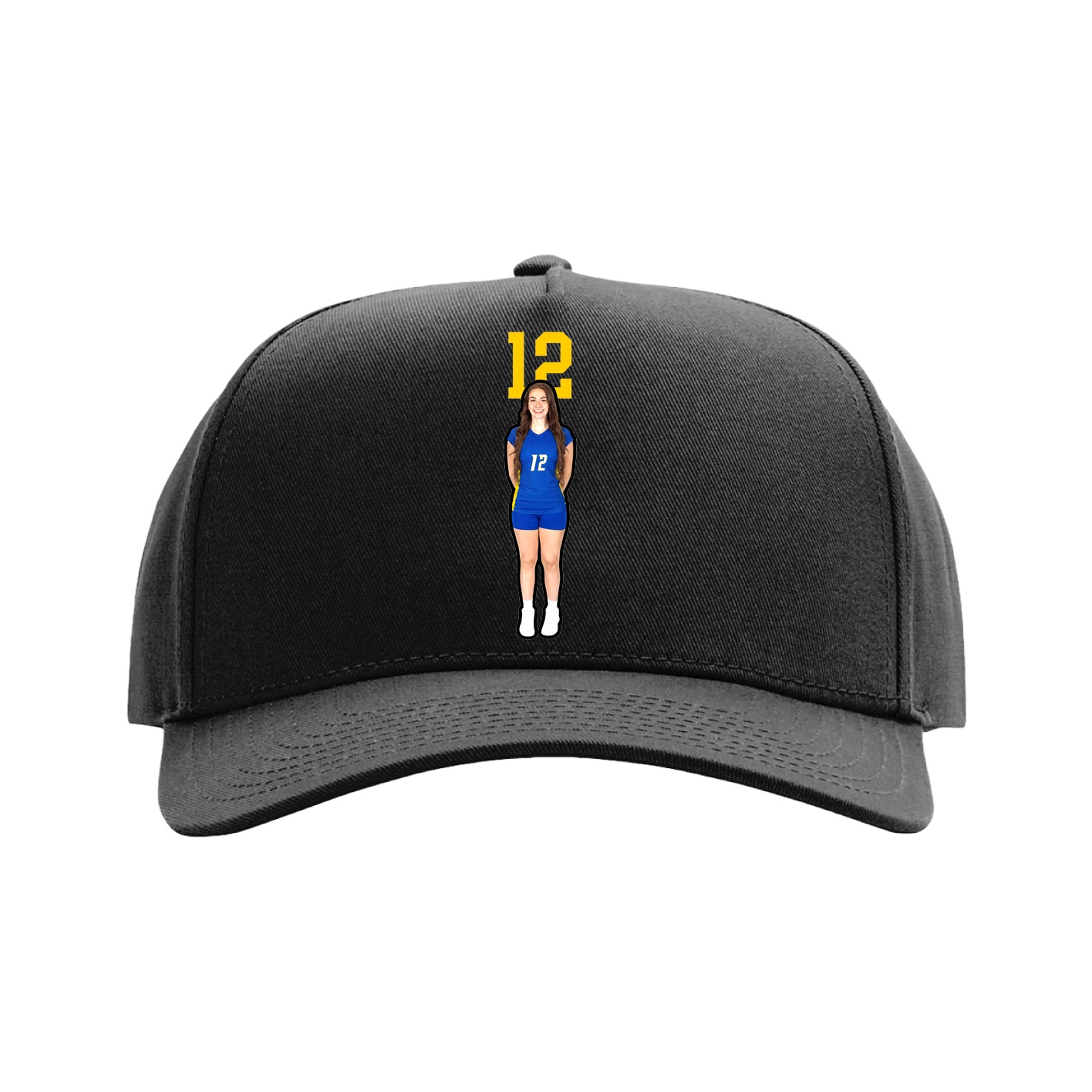 Full Fabric Five-Panel Champ Cap — Number Top in Black