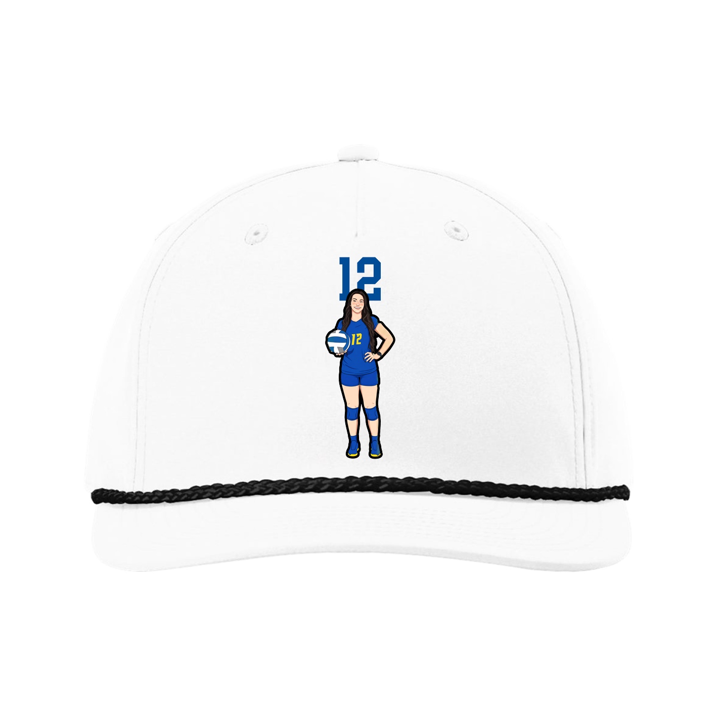 Five-Panel Classic Rope Cap — Number Top in White