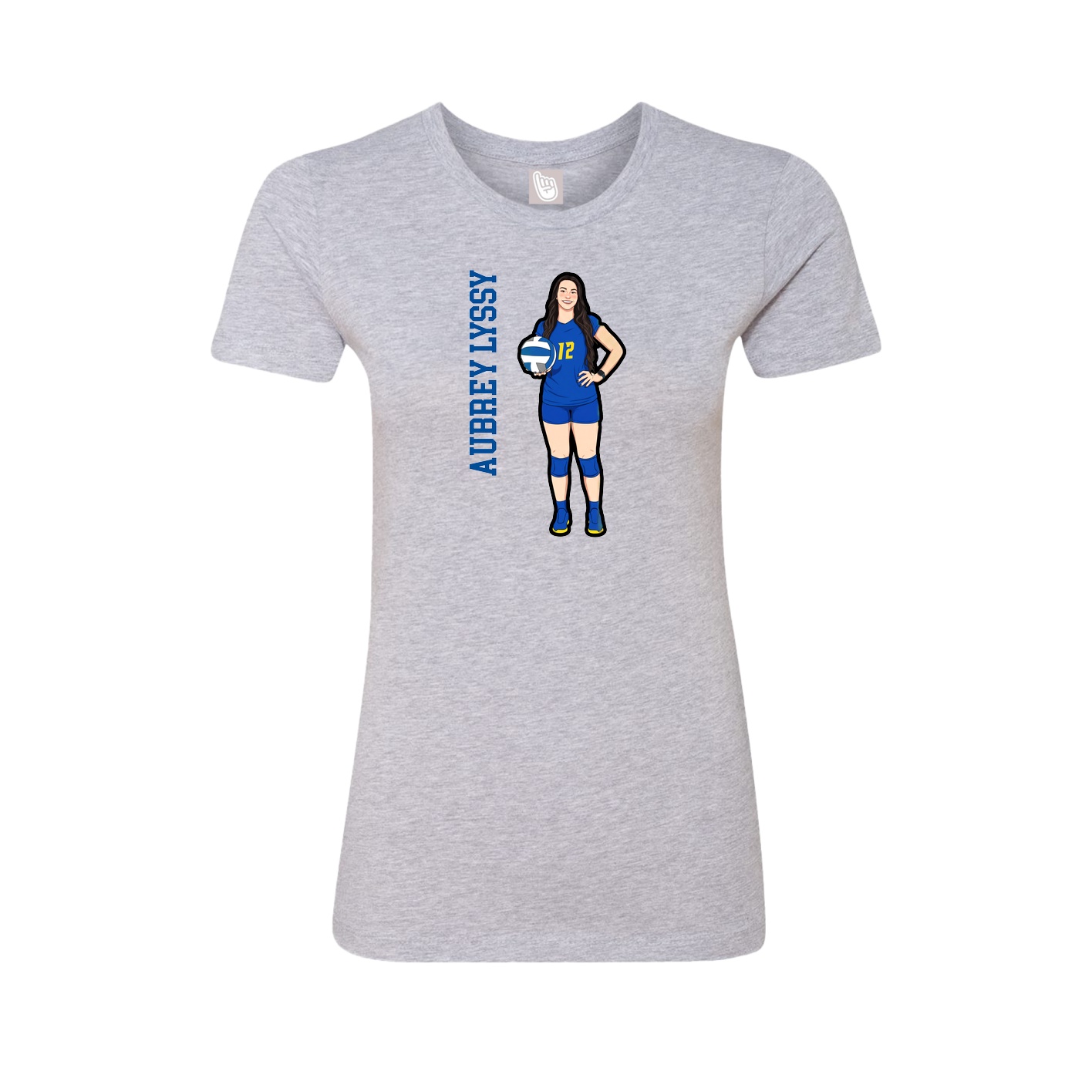 Fitted Women's Tee — Name Vertical in Grey