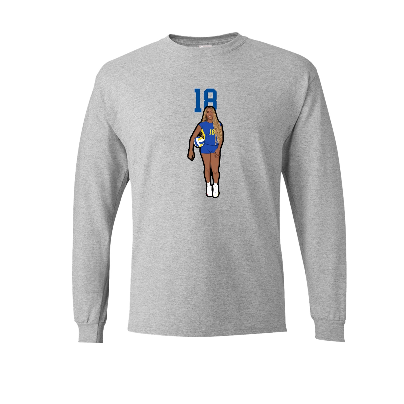 Long Sleeve Tee — Number Top in Grey