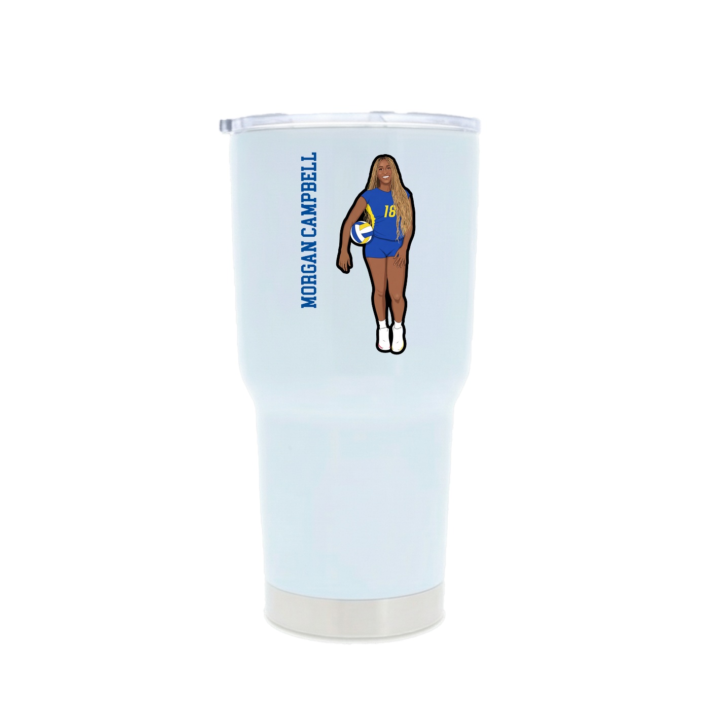 30oz Stainless Steel Tumbler — Name Vertical in White