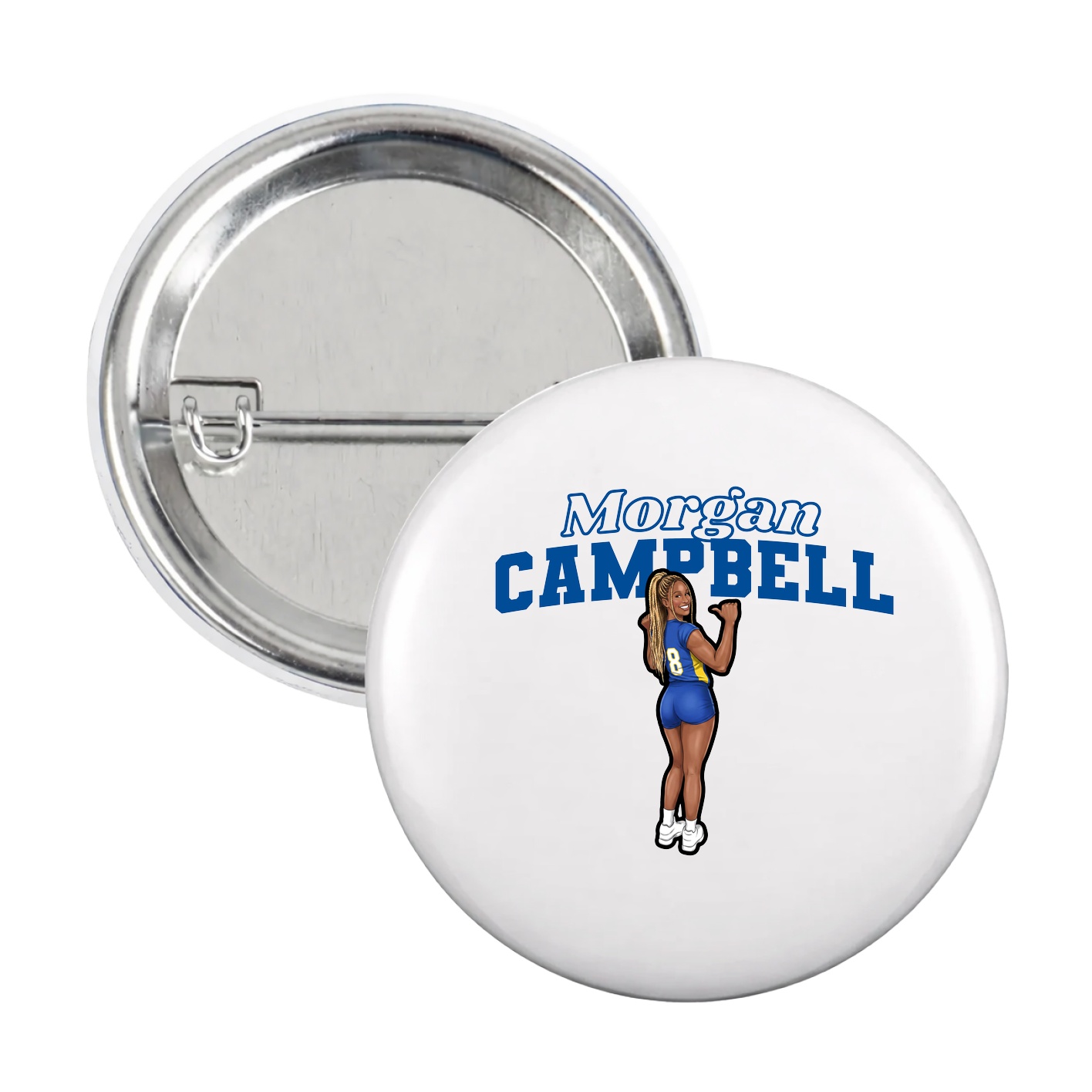 Game Day Button — Name Arch in White