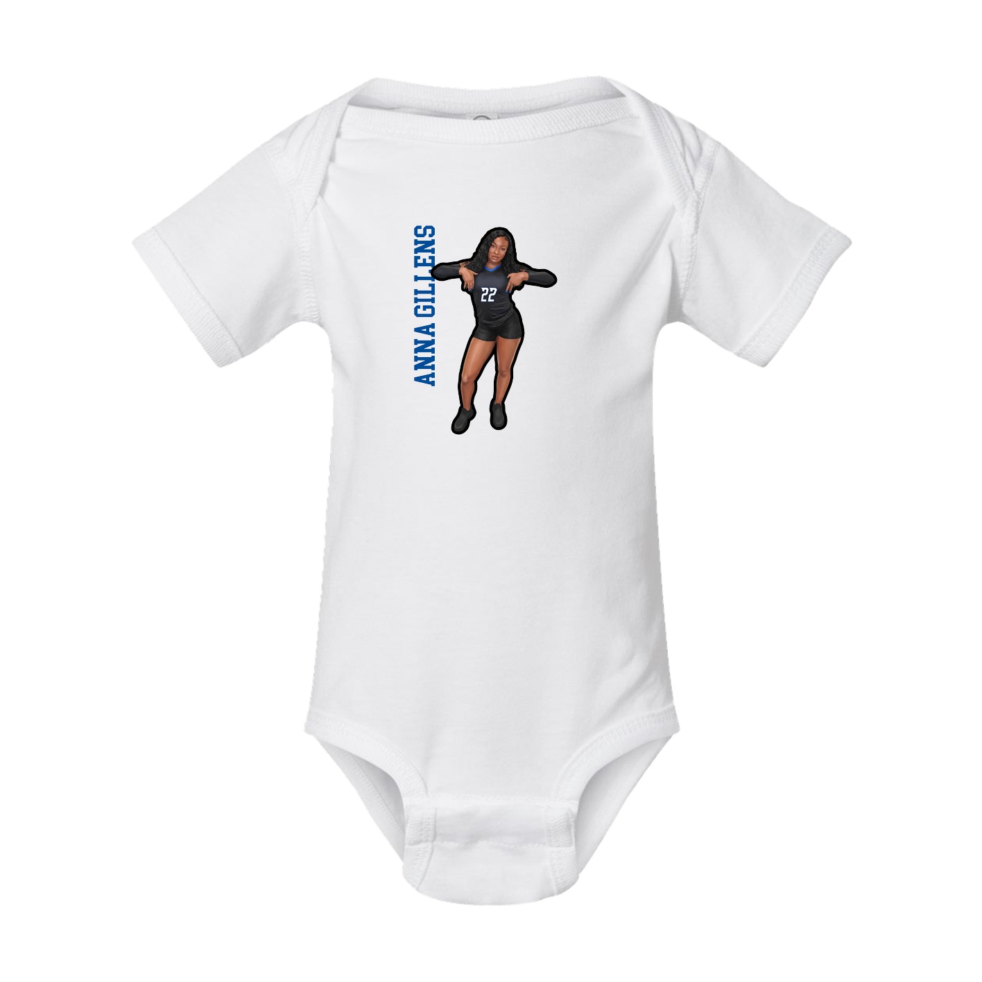 Baby Onesie — Name Vertical in White