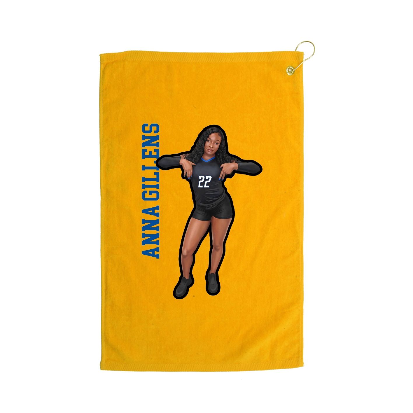 Golf Towel — Name Vertical in Gold
