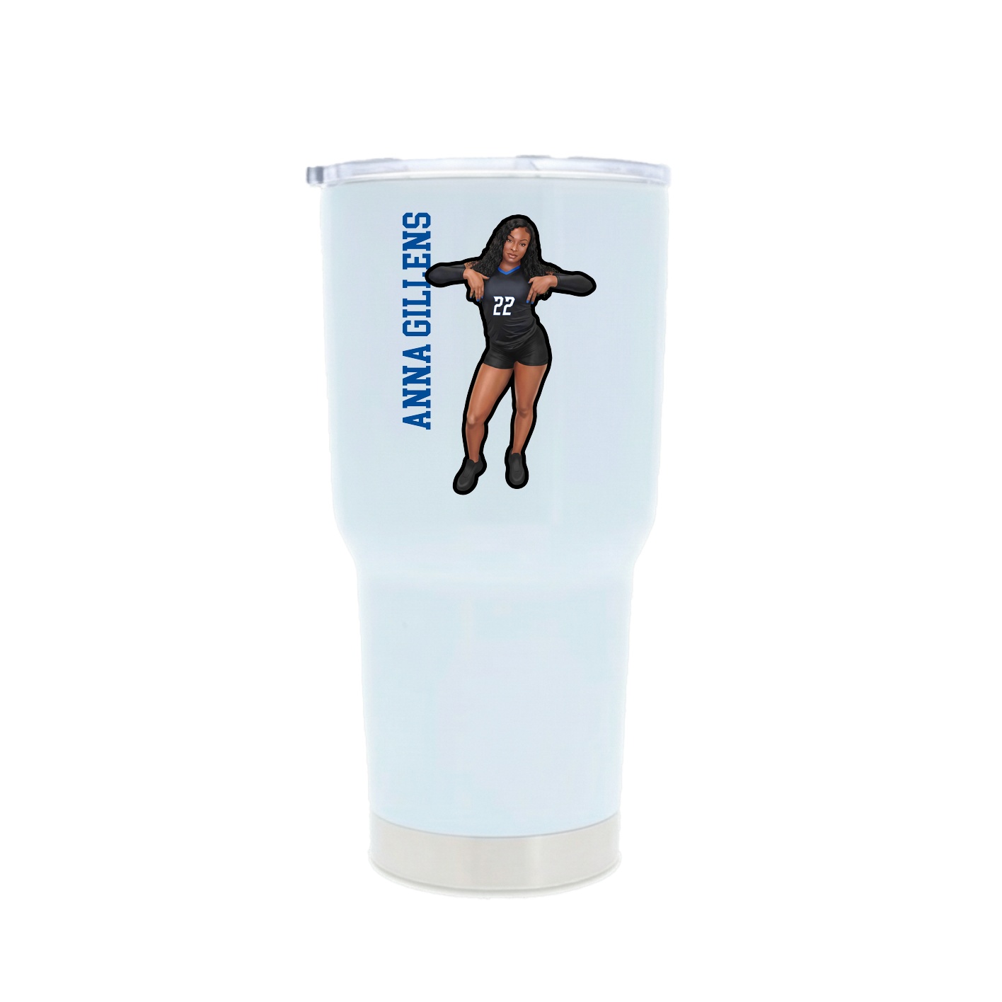 30oz Stainless Steel Tumbler — Name Vertical in White