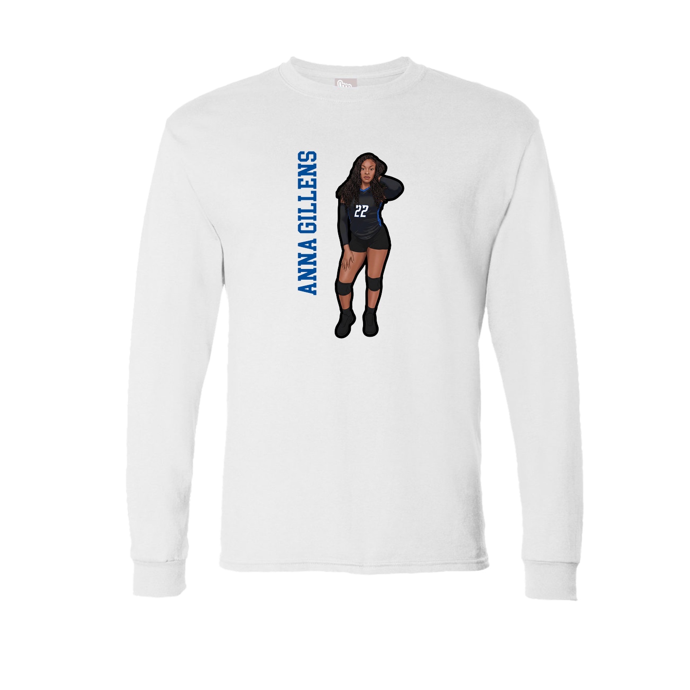 Long Sleeve Tee — Name Vertical in White