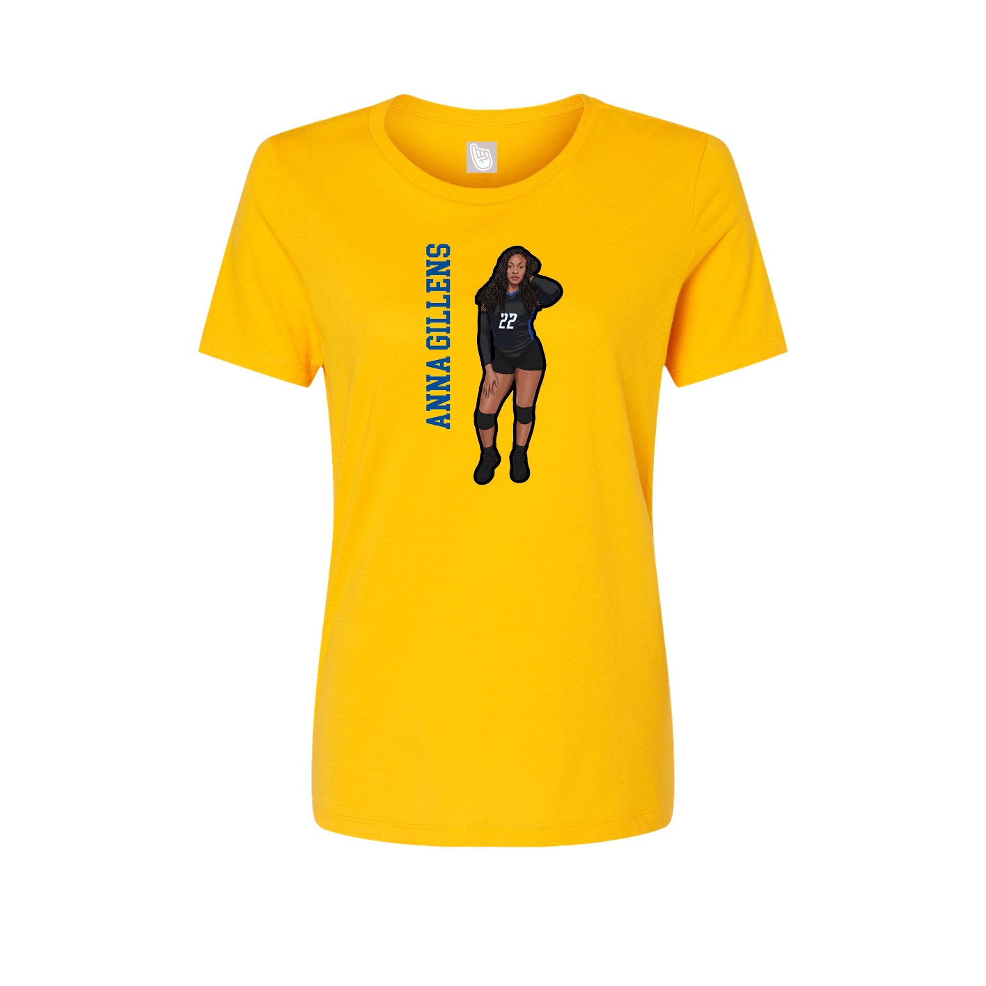 Fitted Women's Tee — Name Vertical in Gold