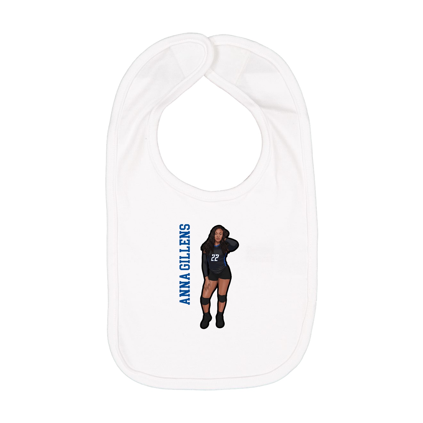 Infant Bib — Name Vertical in White
