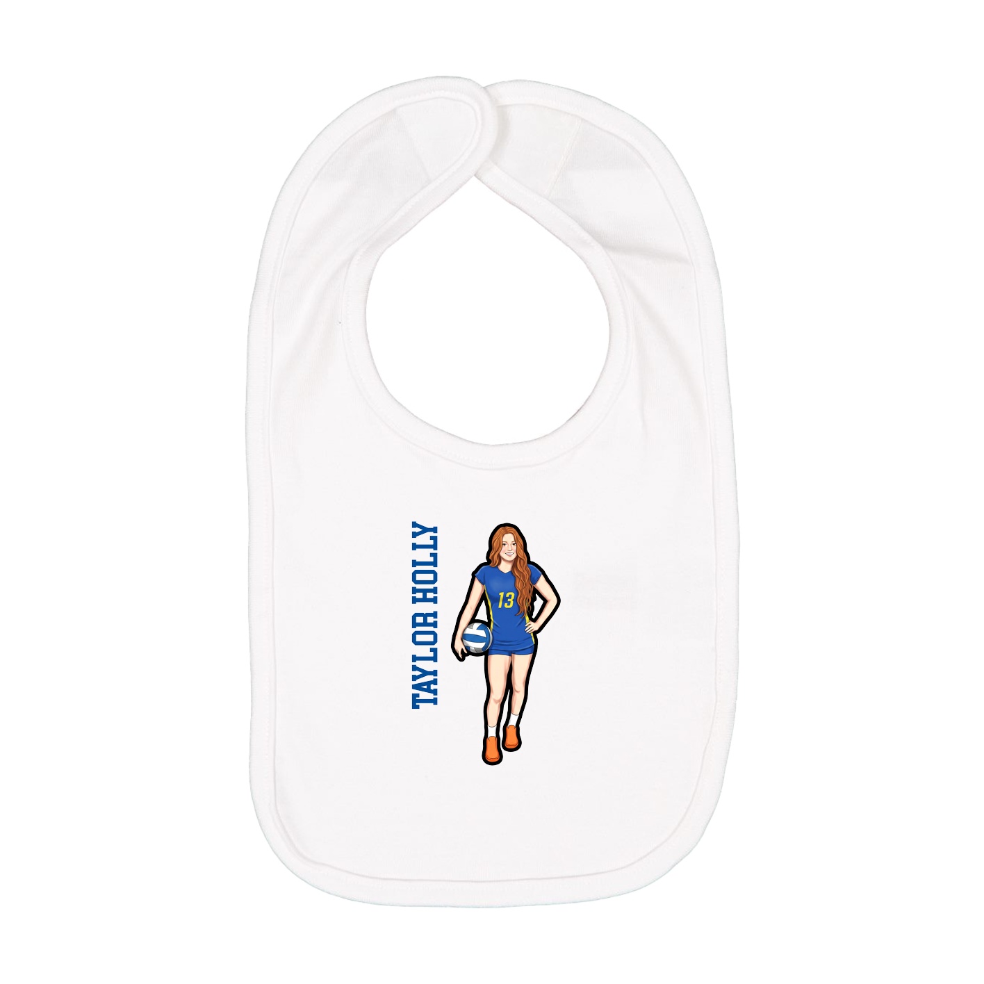 Infant Bib — Name Vertical in White