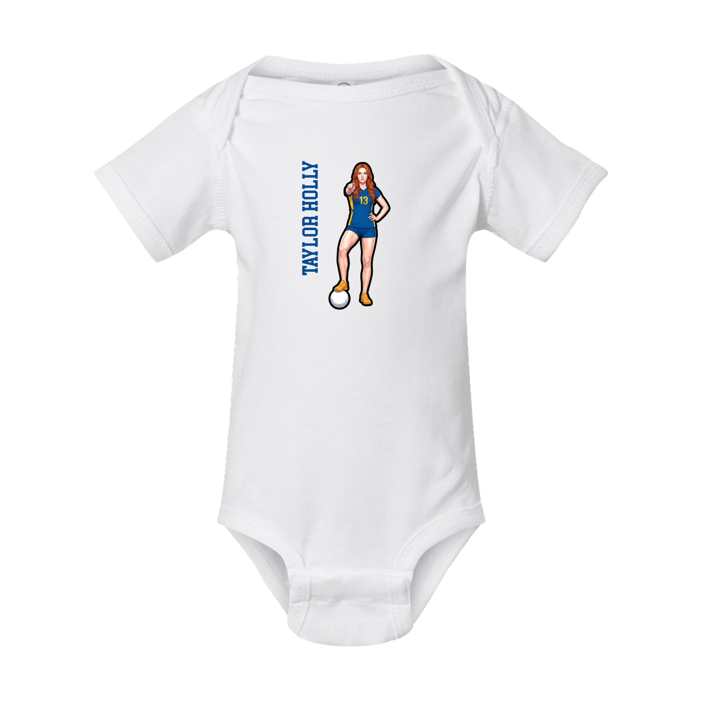 Baby Onesie — Name Vertical in White