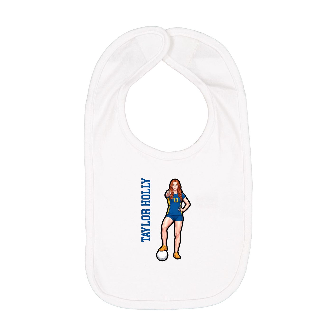 Infant Bib — Name Vertical in White