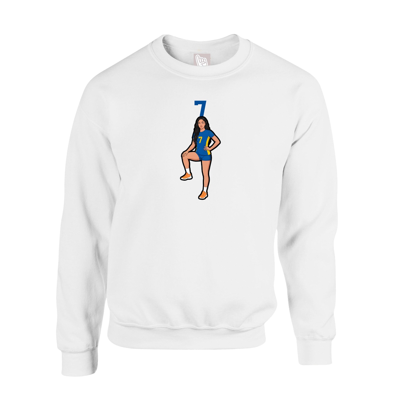 Fleece Crew — Number Top in White