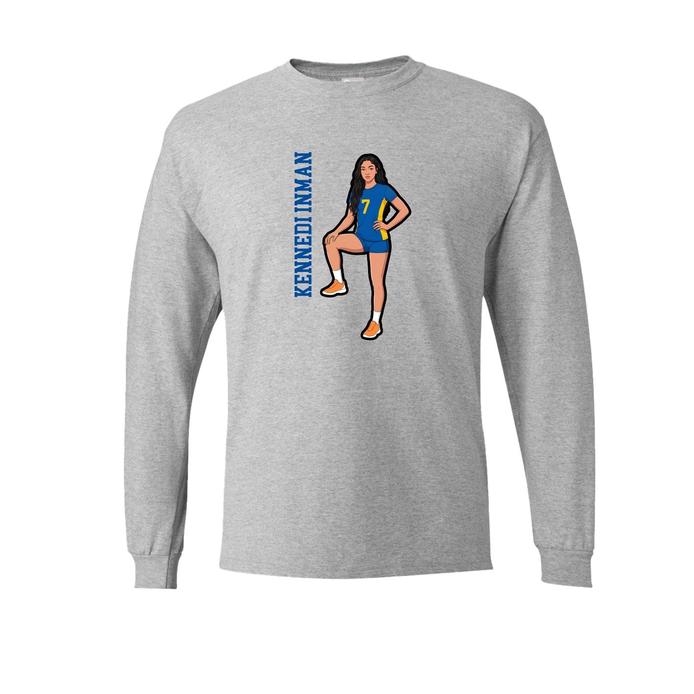 Long Sleeve Tee — Name Vertical in Grey
