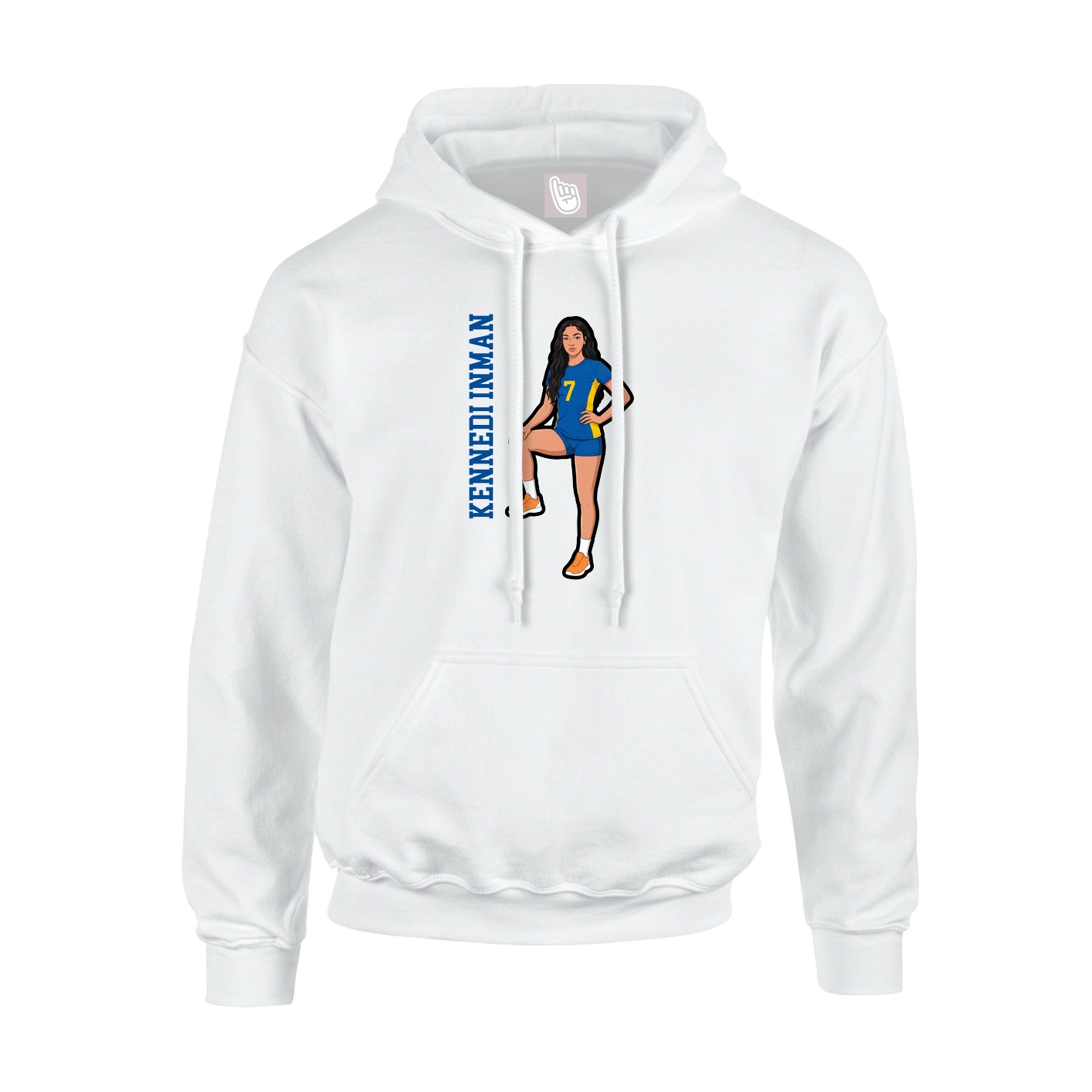 Youth Hoodie — Name Vertical in White