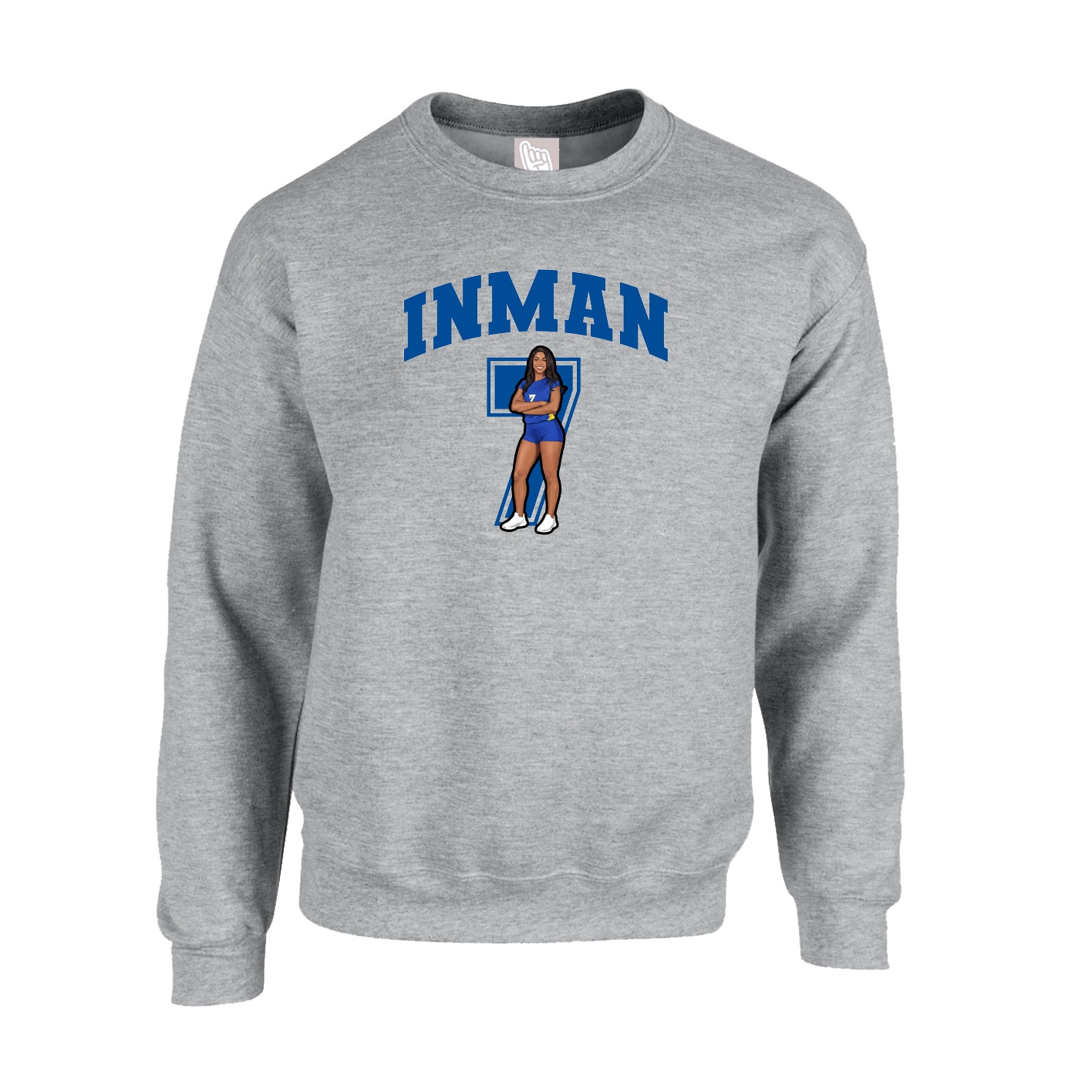 Fleece Crew — Number in Grey
