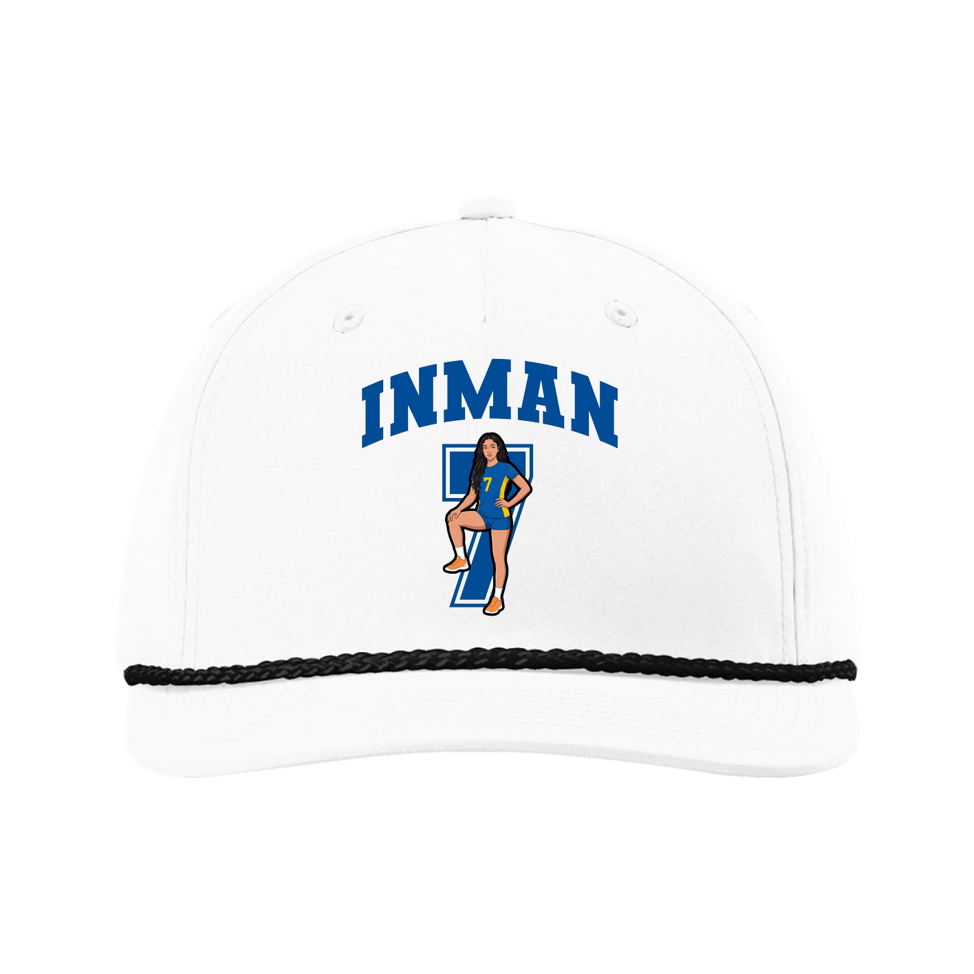 Five-Panel Classic Rope Cap — Number in White