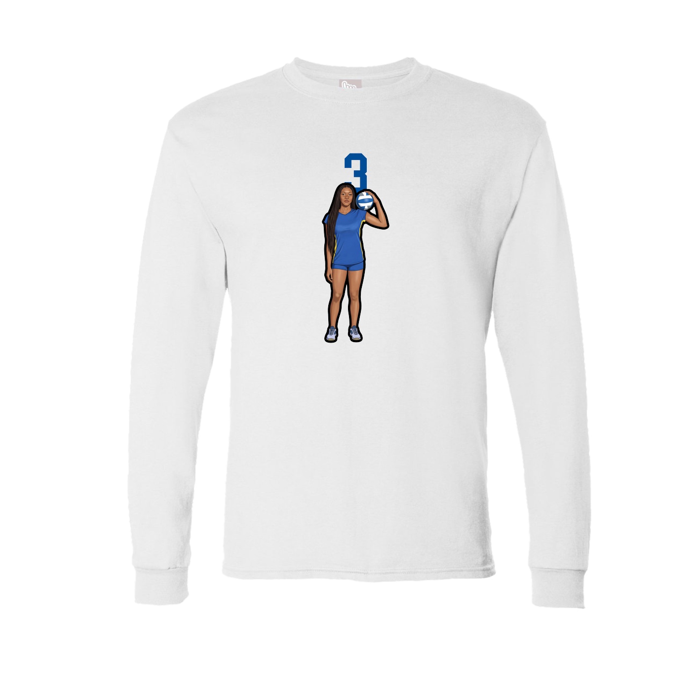 Long Sleeve Tee — Number Top in White