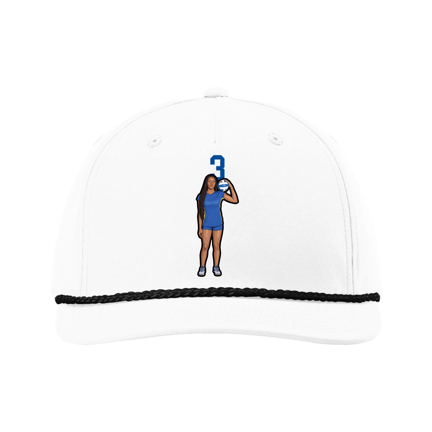 Five-Panel Classic Rope Cap — Number Top in White