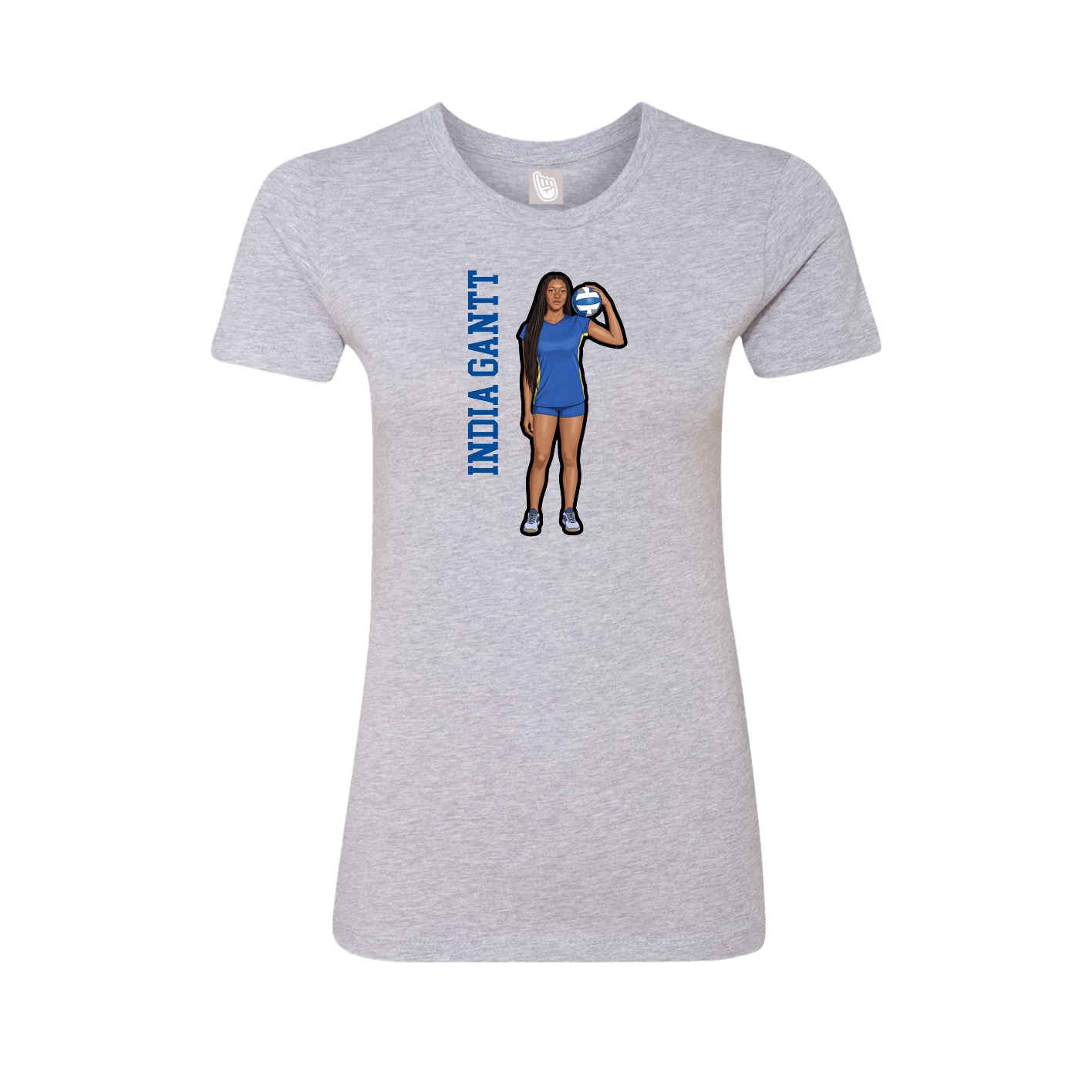 Fitted Women's Tee — Name Vertical in Grey