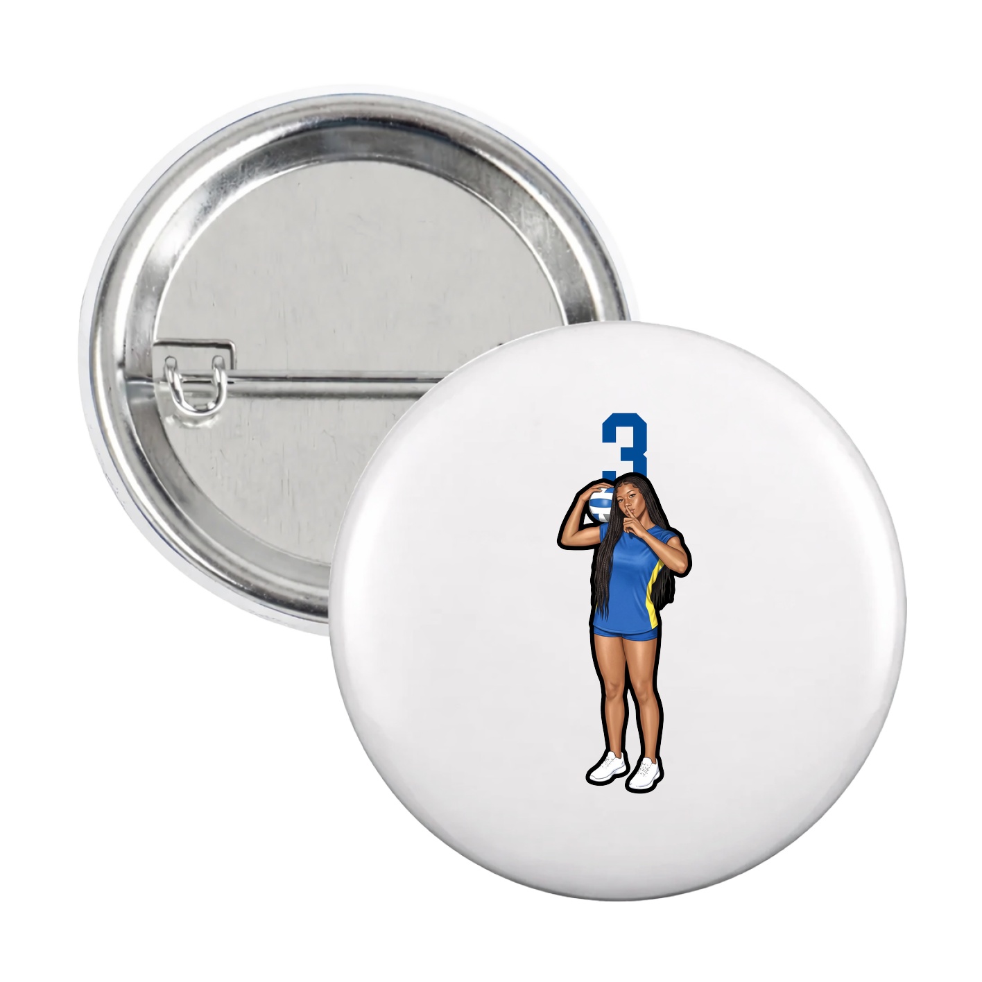 Game Day Button — Number Top in White