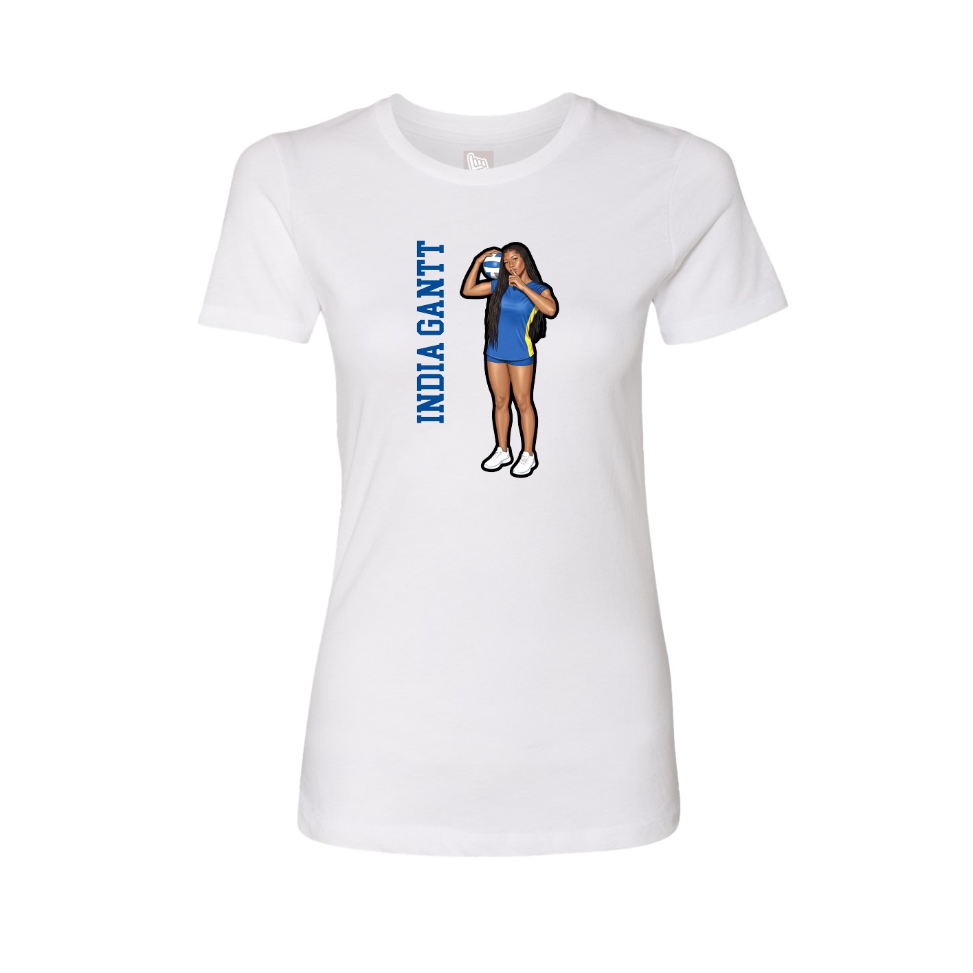 Fitted Women's Tee — Name Vertical in White