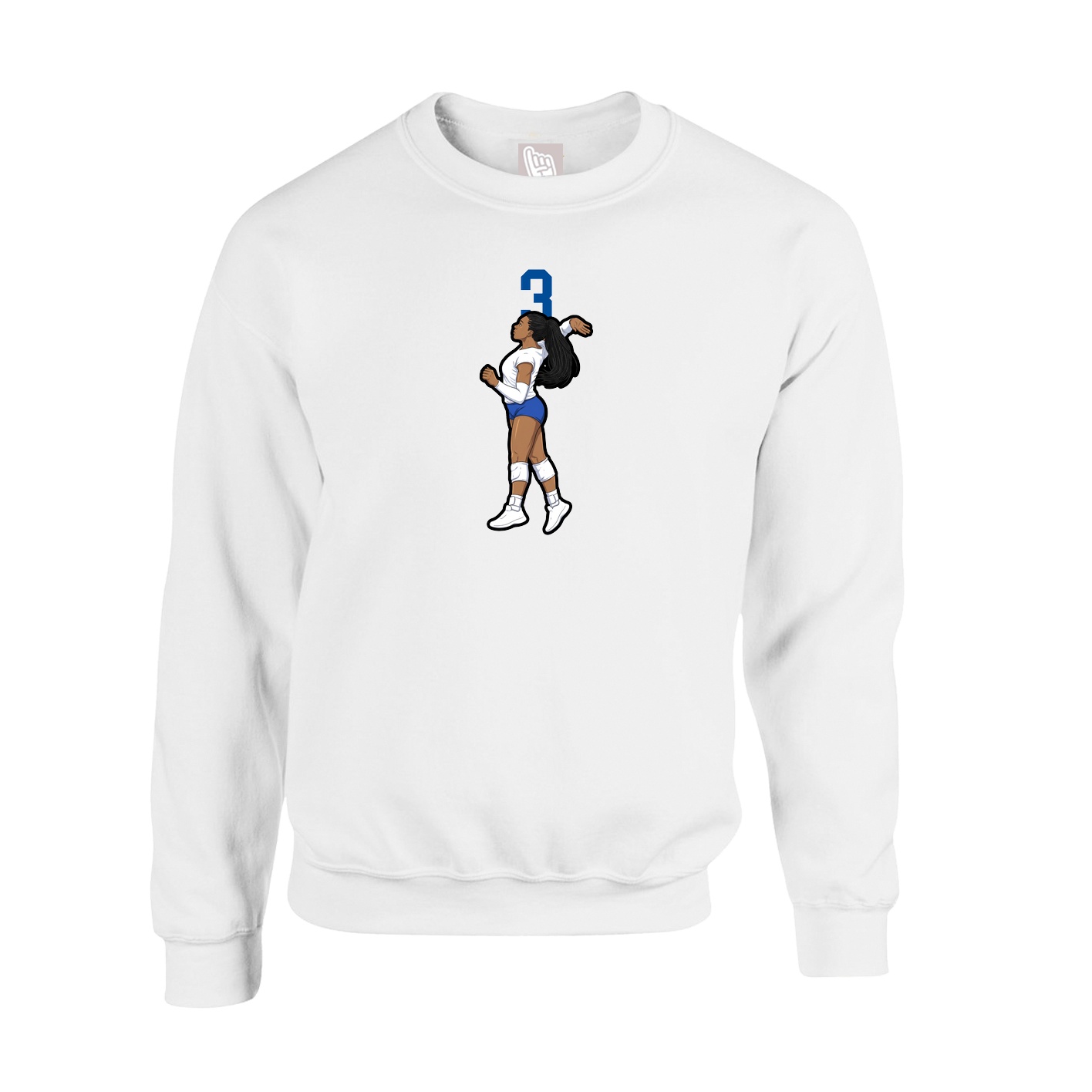 Fleece Crew — Number Top in White