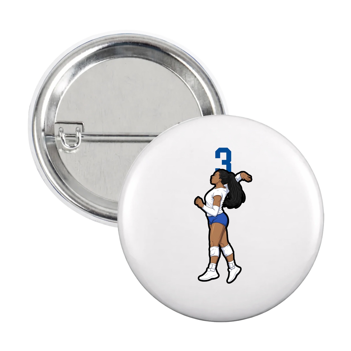 Game Day Button — Number Top in White