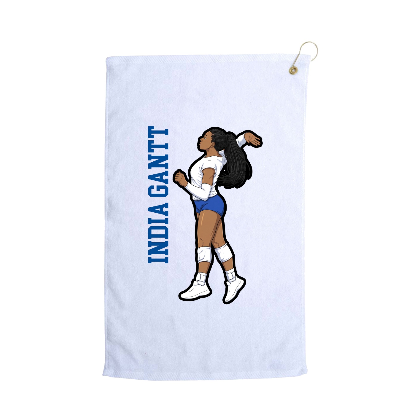Golf Towel — Name Vertical in White