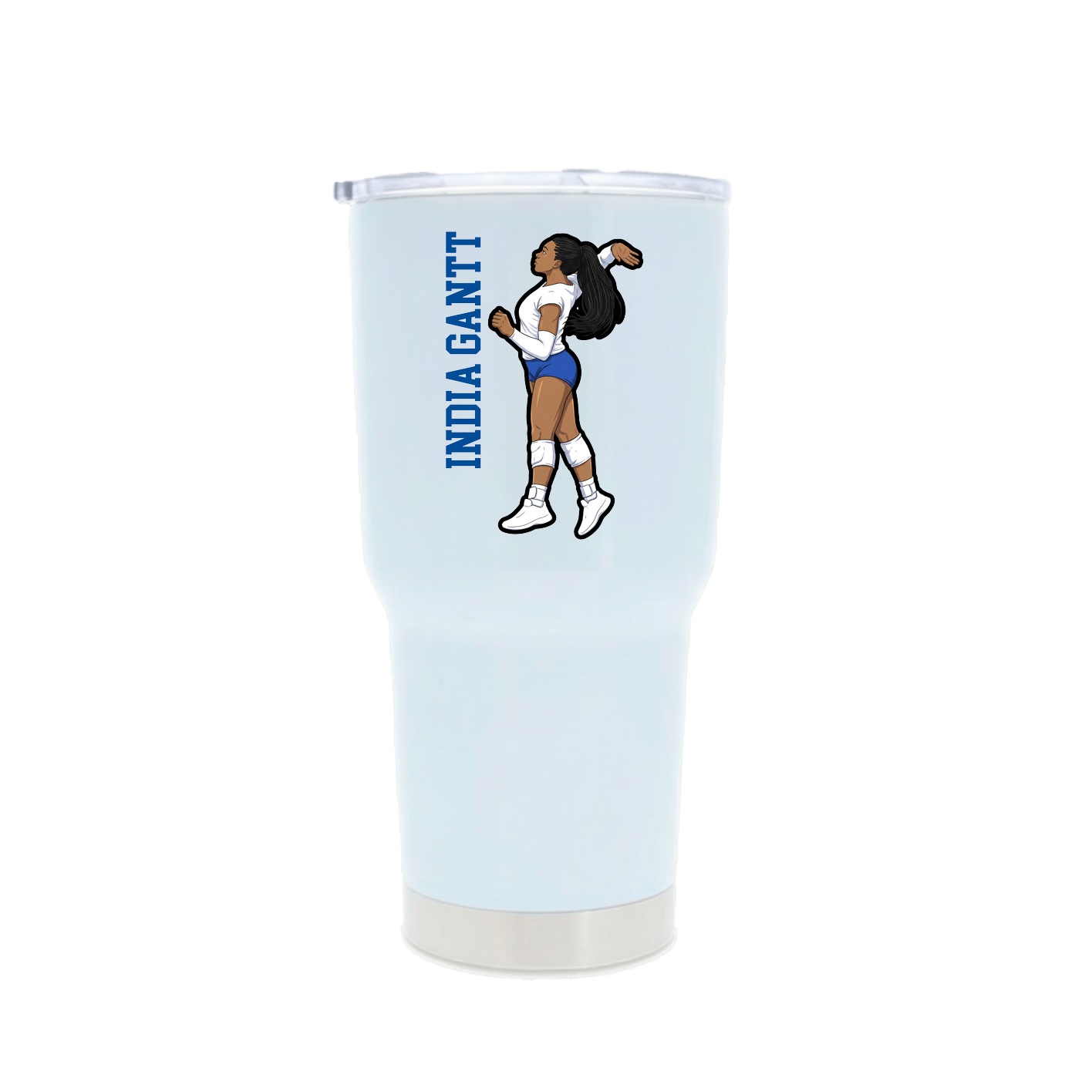 30oz Stainless Steel Tumbler — Name Vertical in White