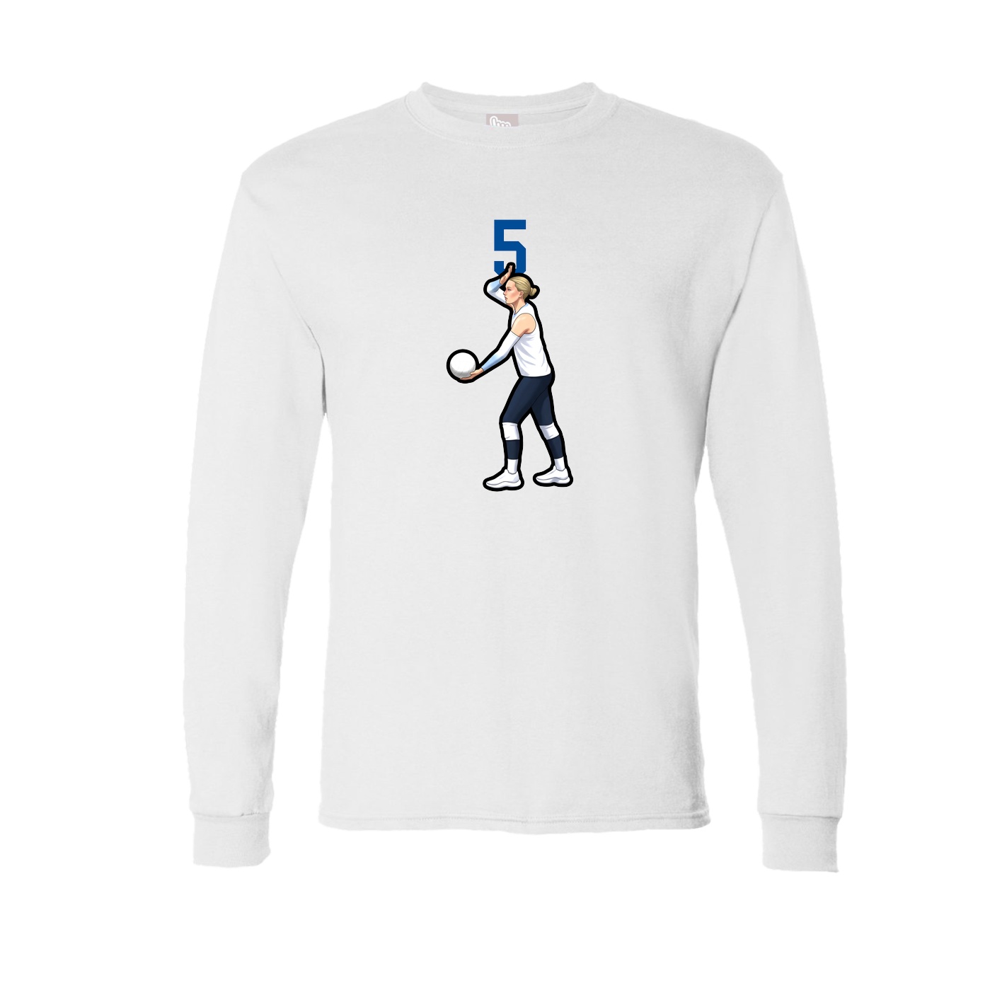 Long Sleeve Tee — Number Top in White
