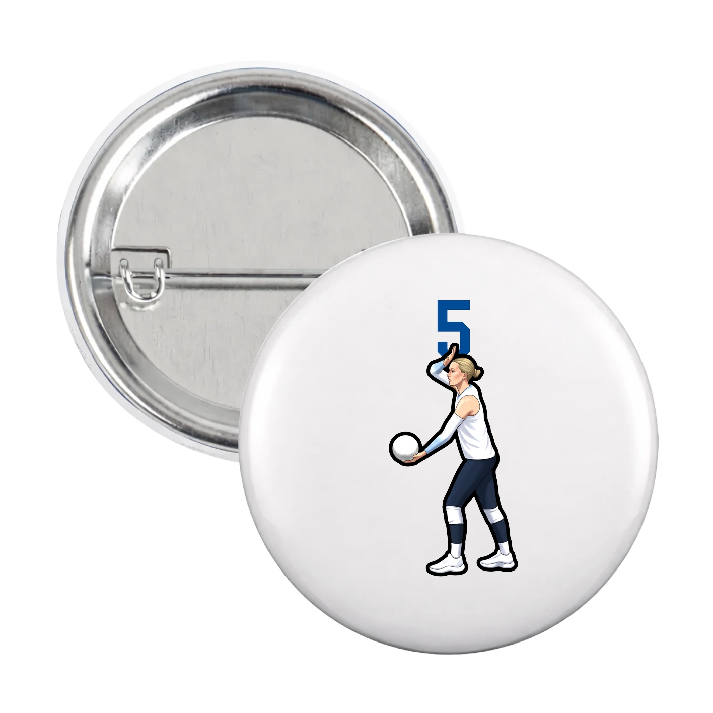 Game Day Button — Number Top in White