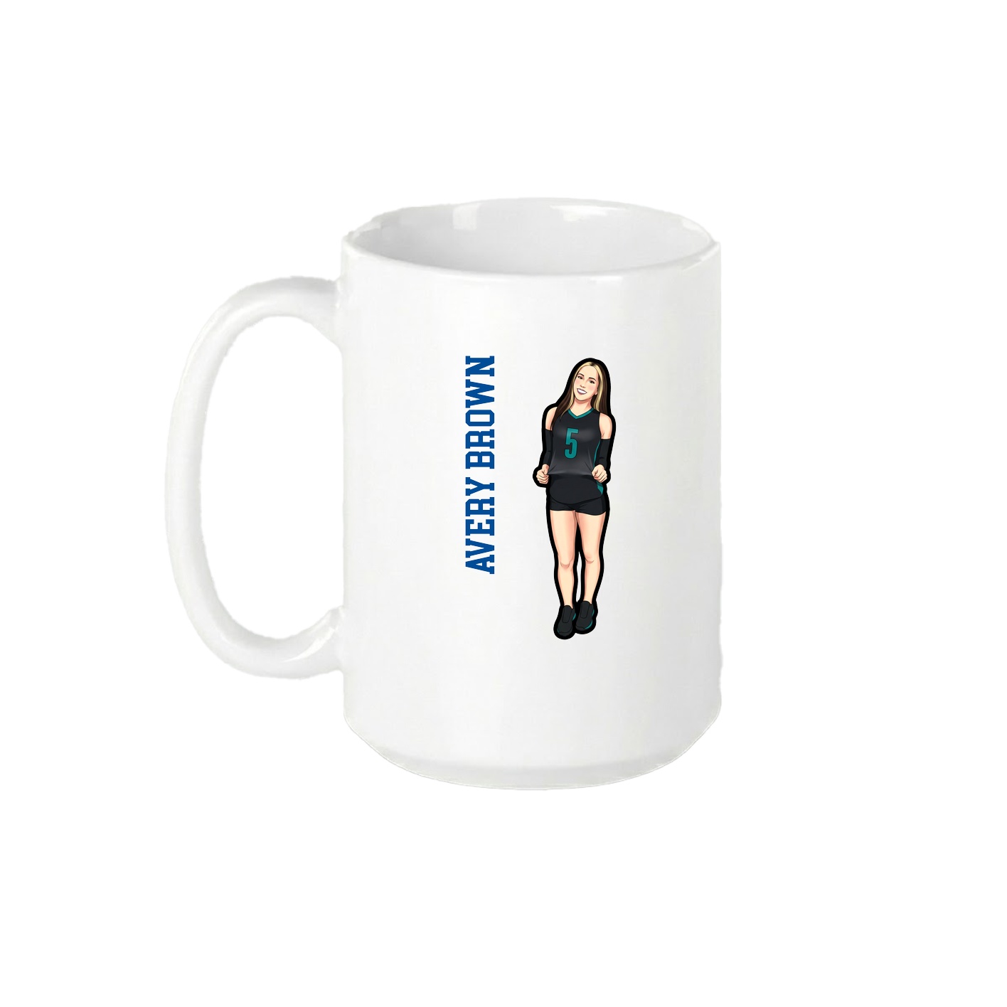 15oz Coffee Mug — Name Vertical in White