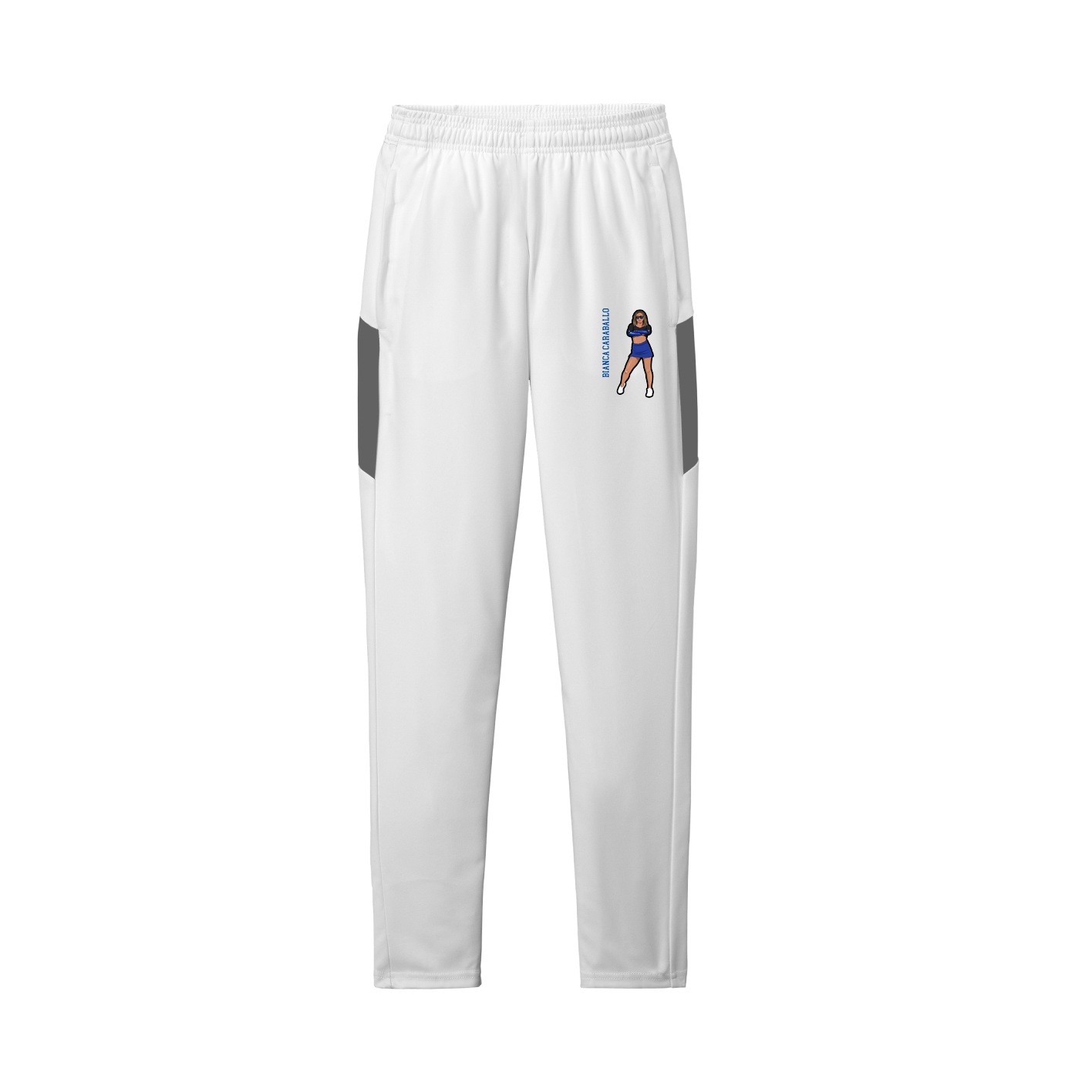 Team Travel Pant — Name Vertical in White/Grey