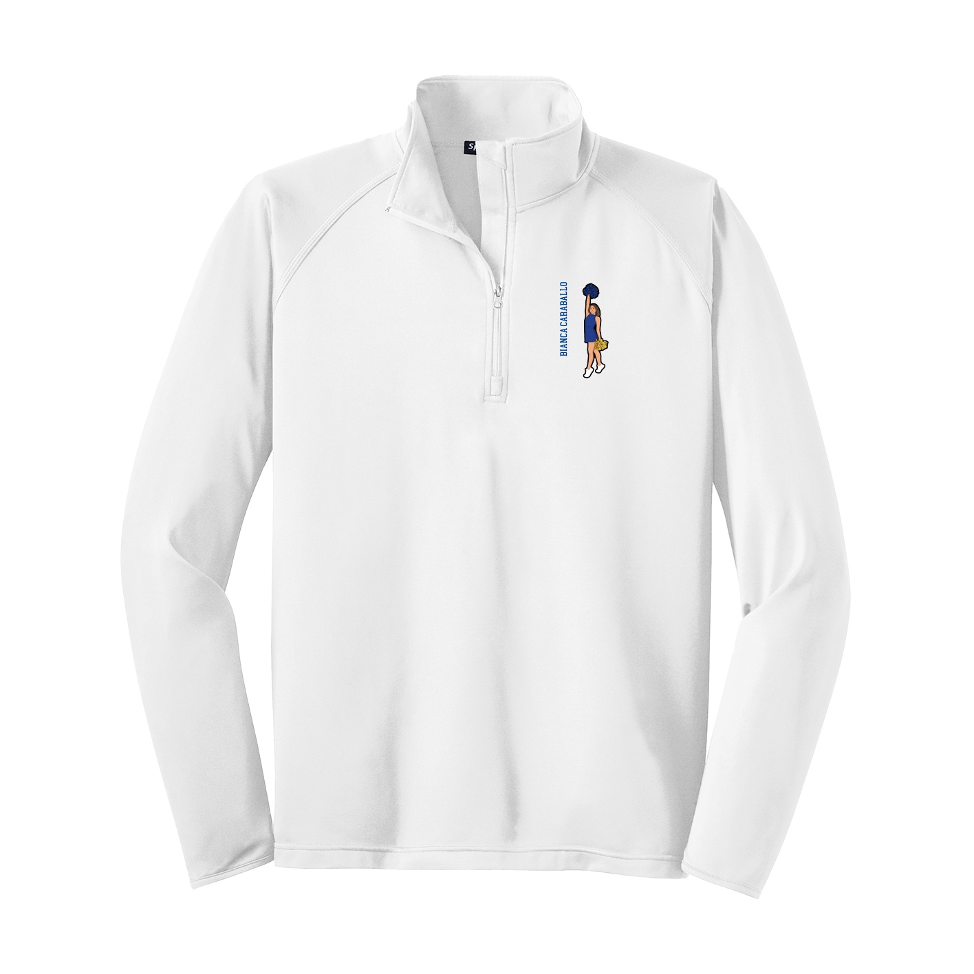 Q-Zip Pullover — Name Vertical in White