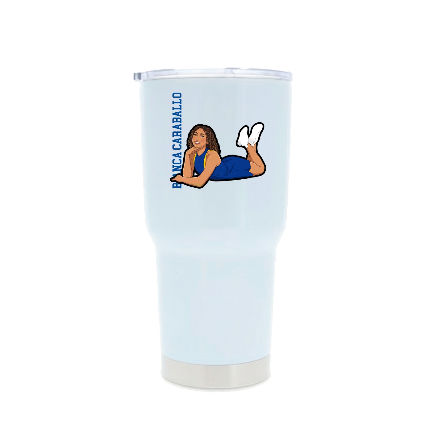 30oz Stainless Steel Tumbler — Name Vertical in White