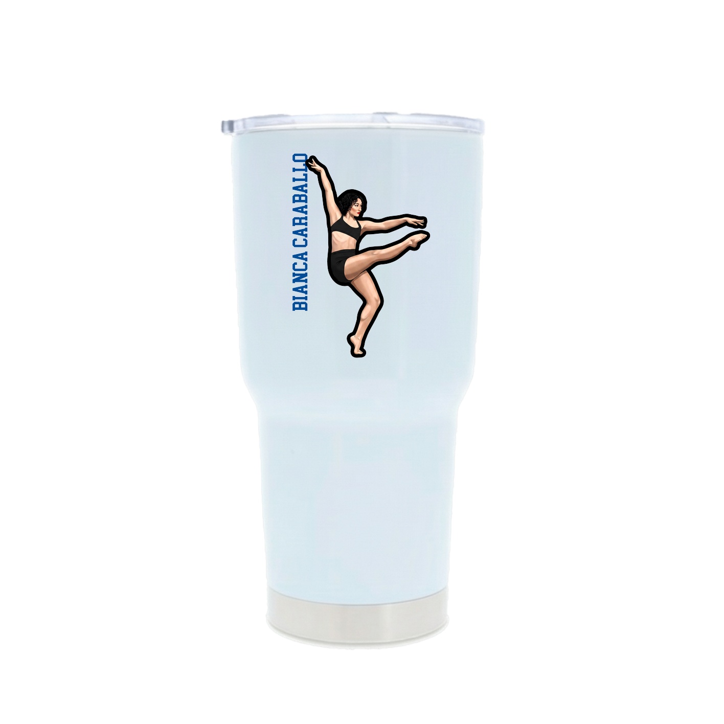 30oz Stainless Steel Tumbler — Name Vertical in White
