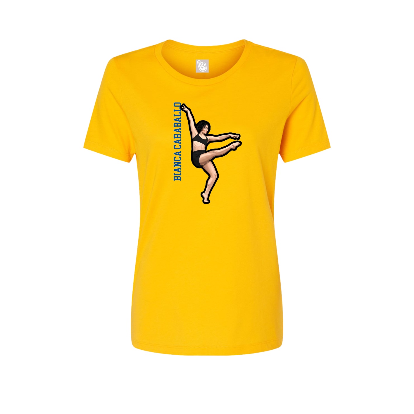 Womens Tee — Name Vertical in Gold
