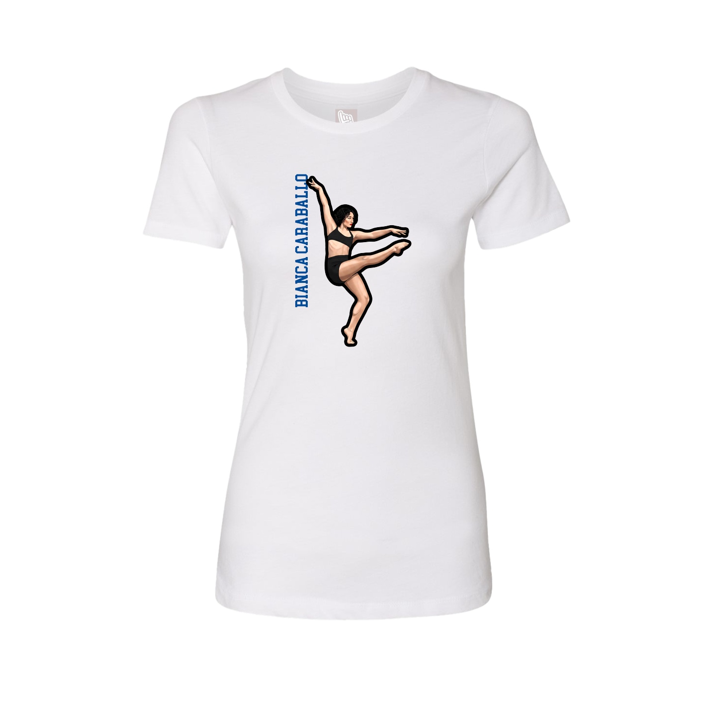Womens Tee — Name Vertical in White