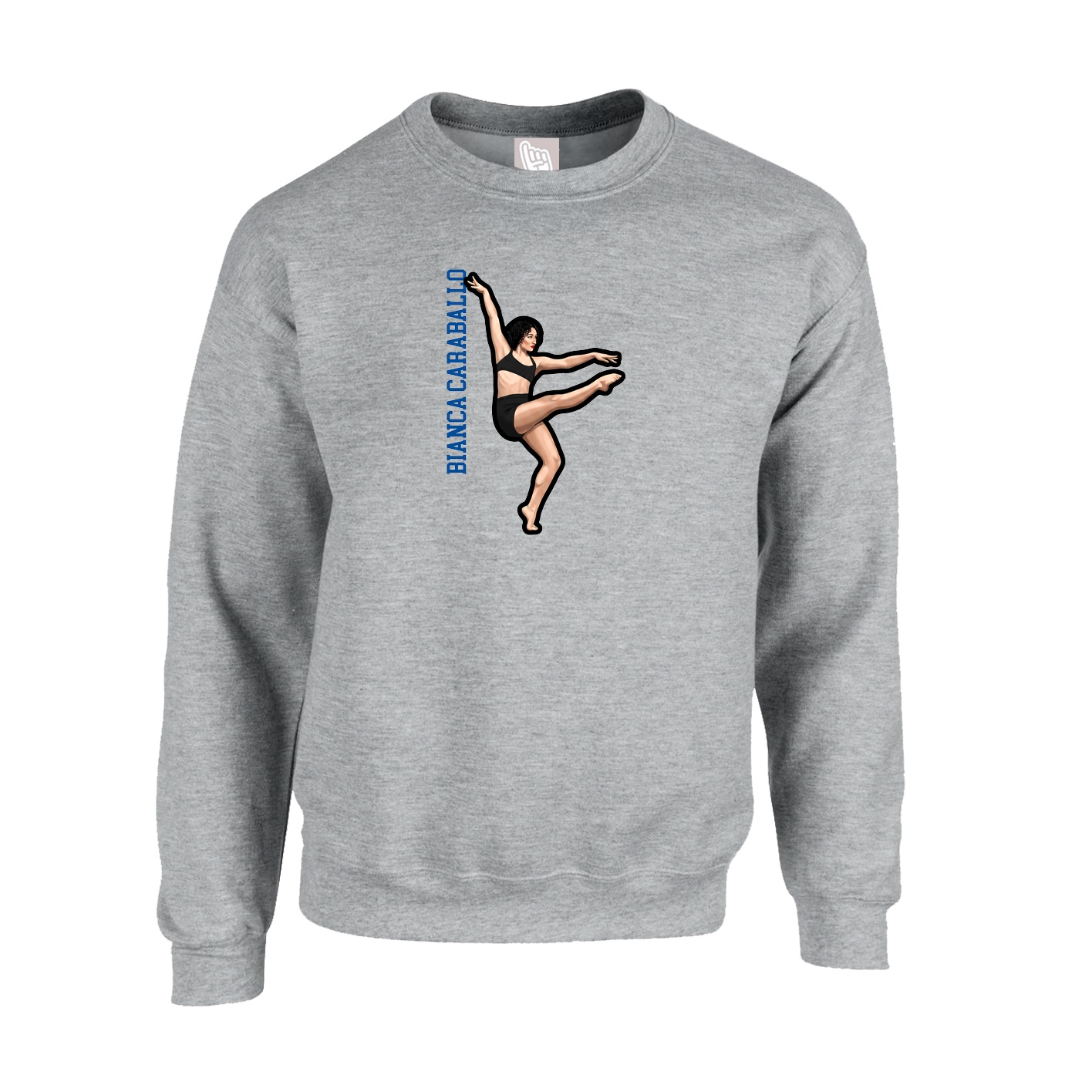 Fleece Crew — Name Vertical in Grey