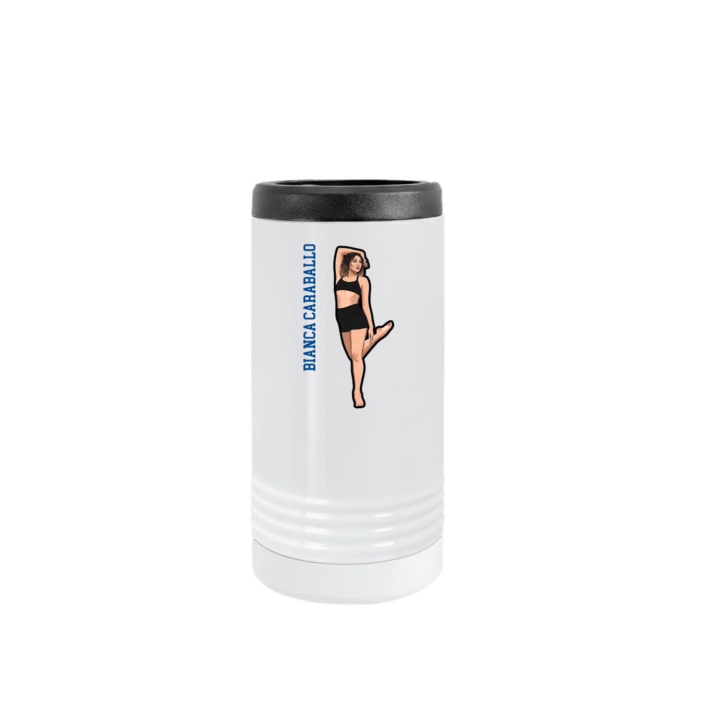 Slim Beverage Holder — Name Vertical in White