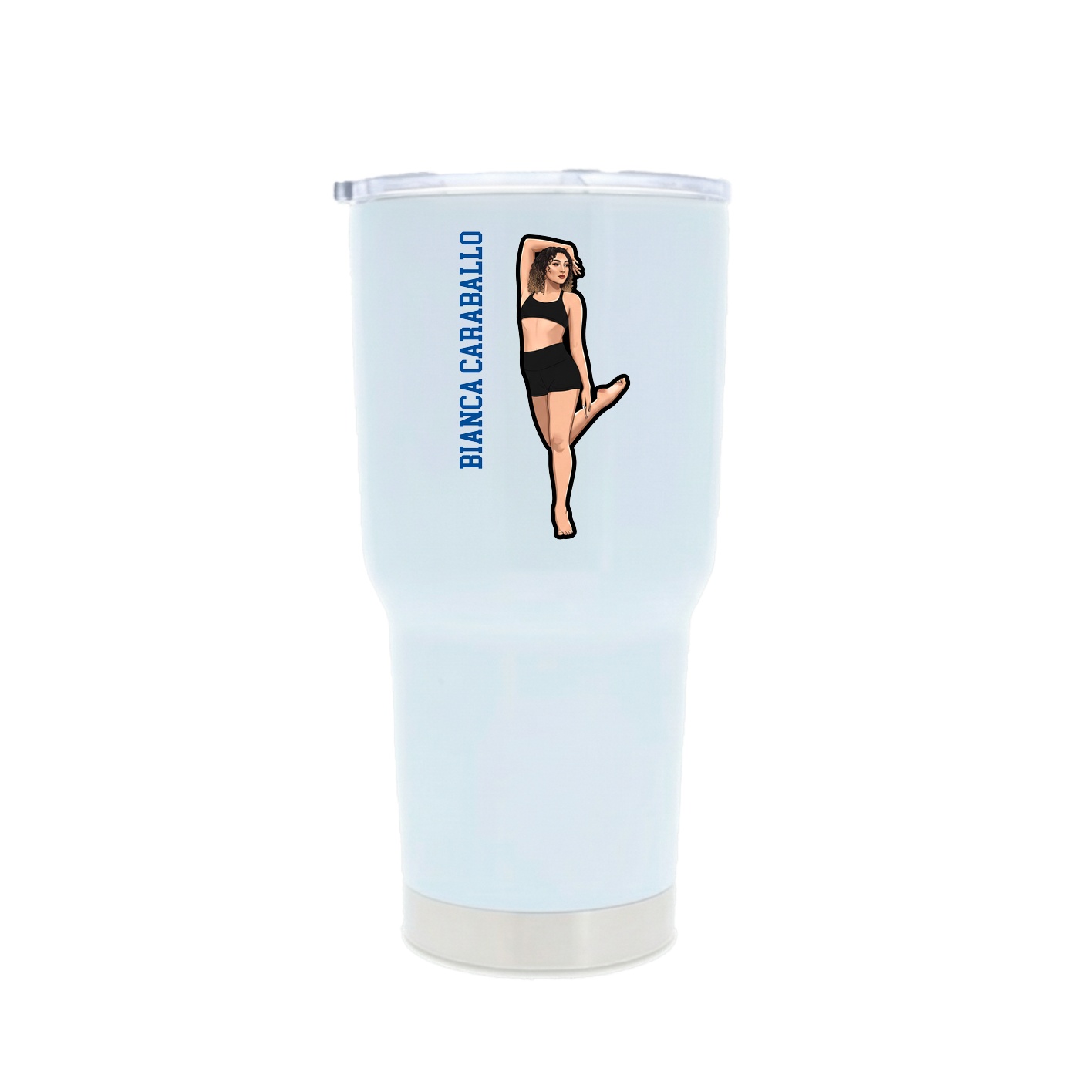 30oz Stainless Steel Tumbler — Name Vertical in White