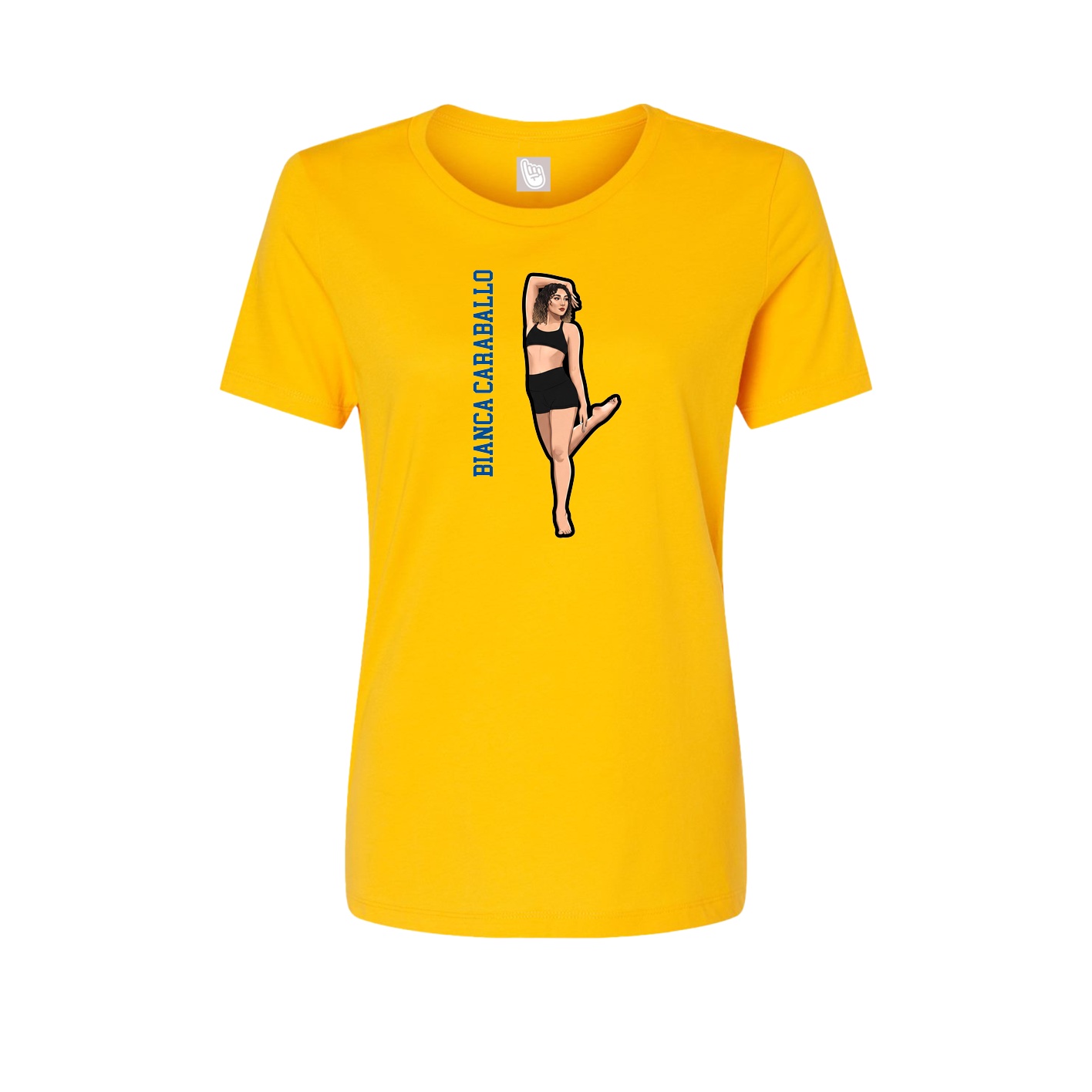 Womens Tee — Name Vertical in Gold