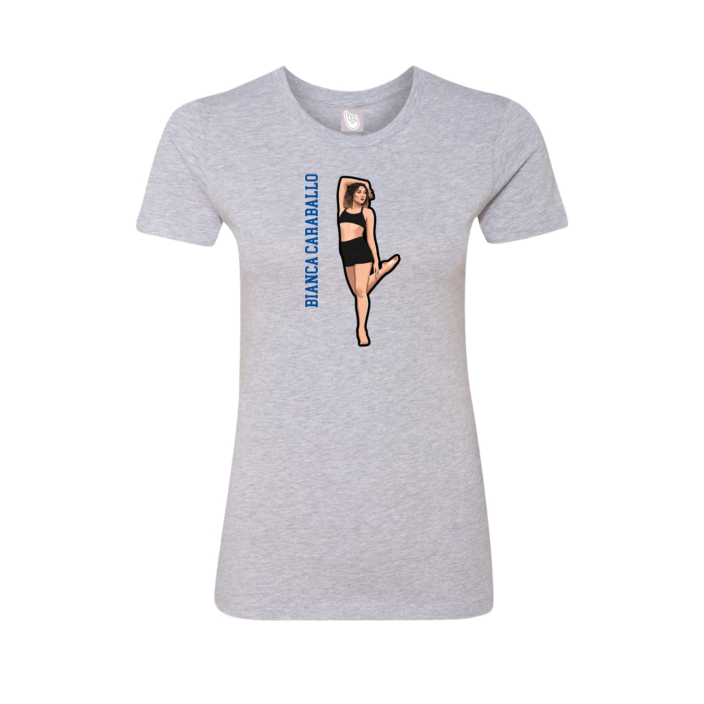Womens Tee — Name Vertical in Grey