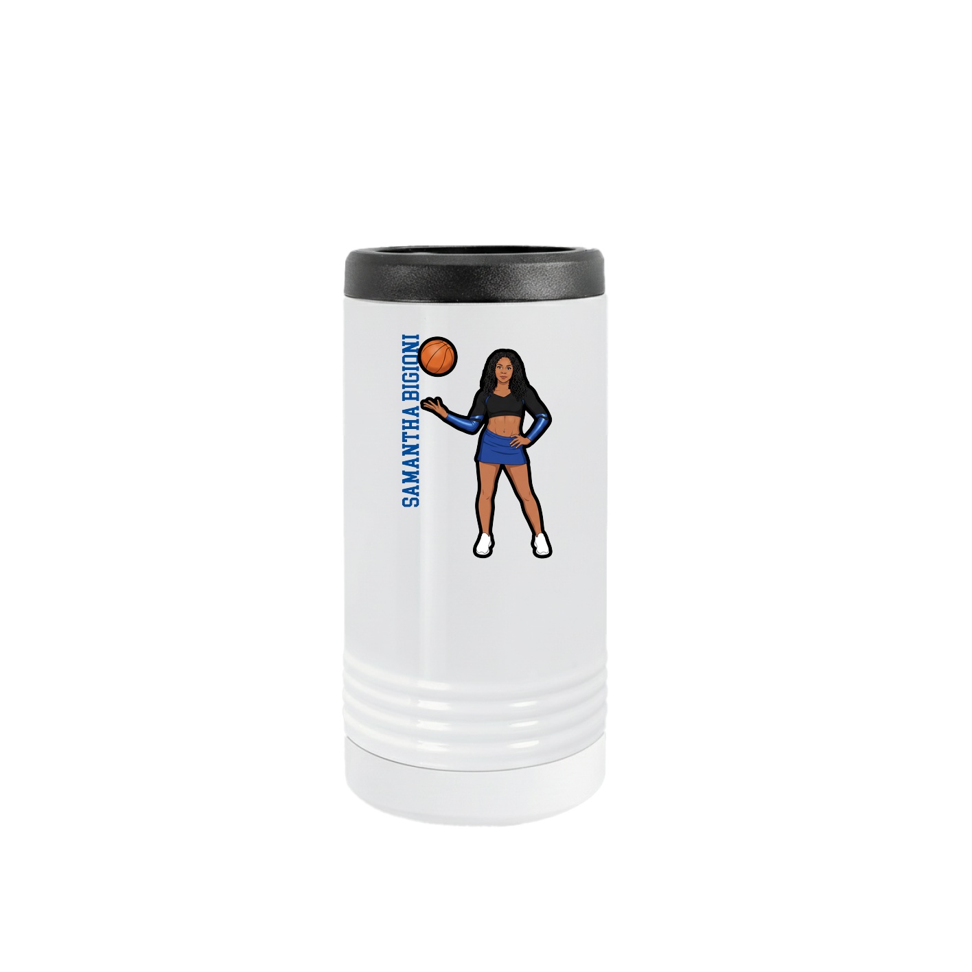 Slim Beverage Holder — Name Vertical in White