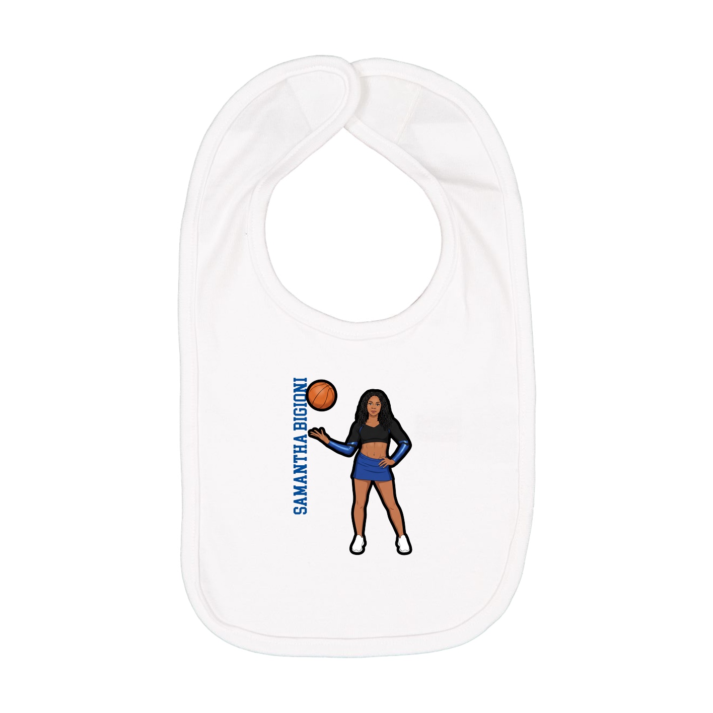 Infant Bib — Name Vertical in White